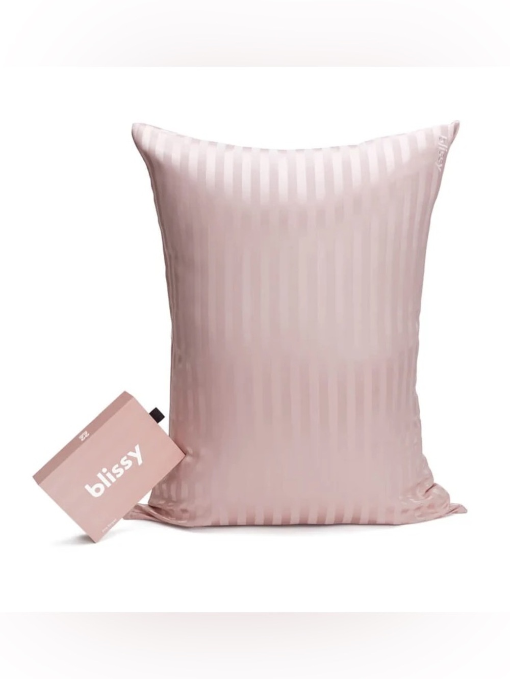 NWT Blissy Satin-Striped Pillowcase in Blush Pink - King